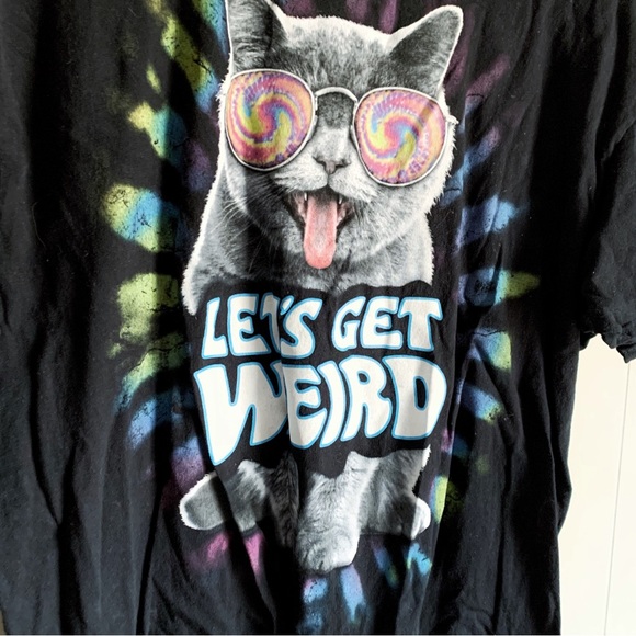 ODM Crazy Hippie Cat Tie Dye Graphic TShirt XL - Picture 2 of 4
